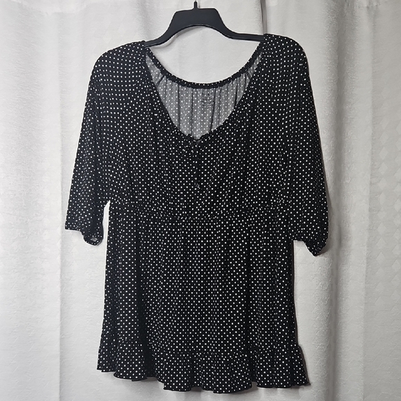 George Black and White Polka Dot Top - Picture 1 of 7